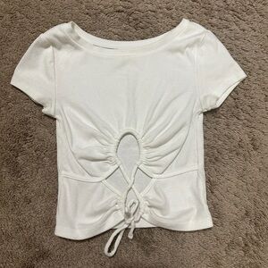 Aeropostale White Tie-Front Crop Top A-106